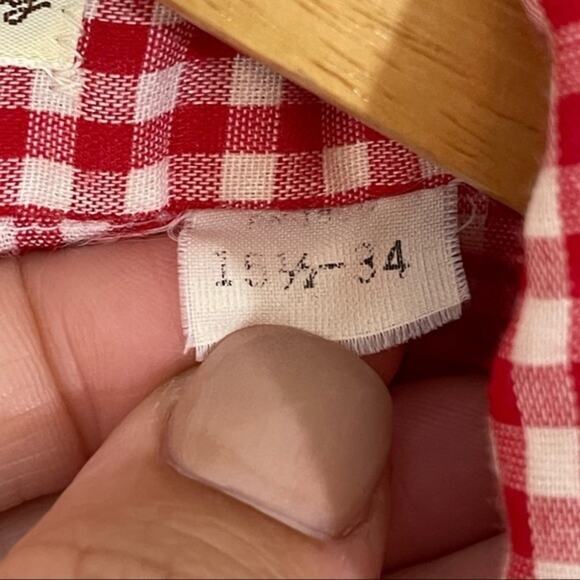 Vintage Pearl Snap Shirt Red White Checkered Sheplers Western Lng Sleeve 15.5 34 - Picture 6 of 8